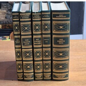 International Collectors Library Book Set 5pc Green Gold Gilt Vintage Hardcover